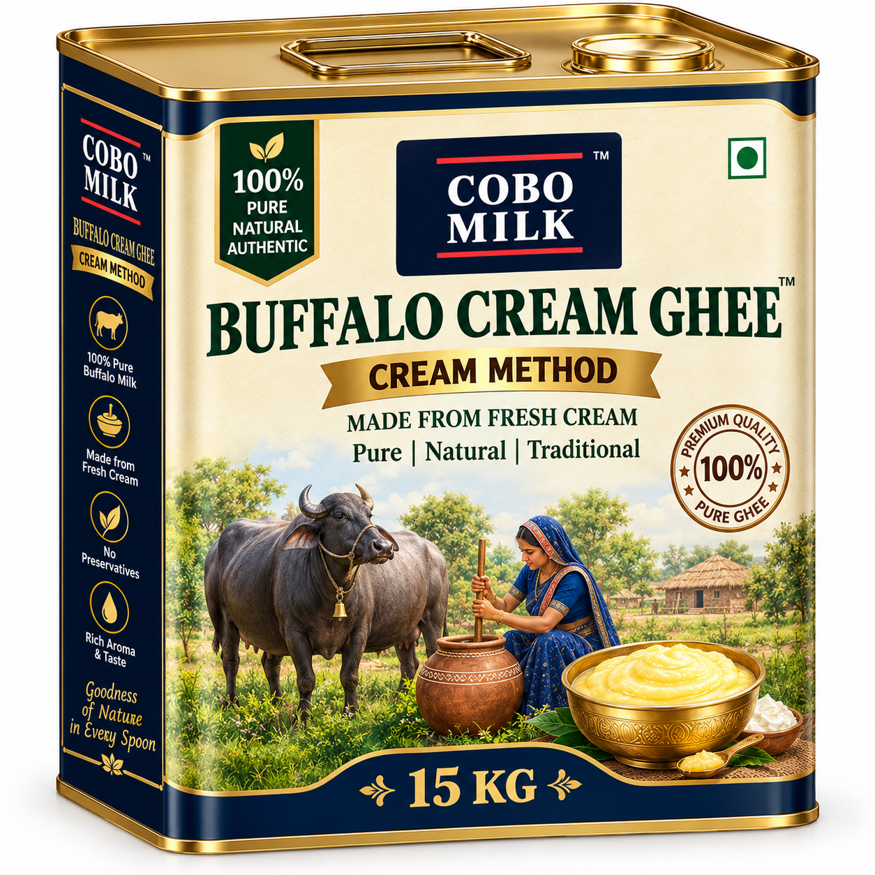 Buffalo Cream Ghee 15 kg Tin